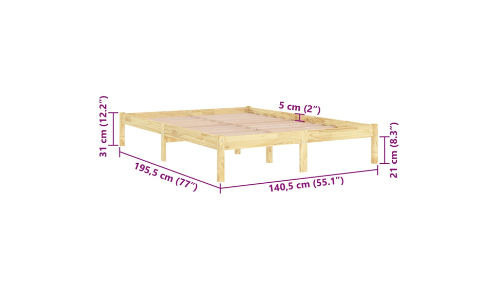 Bed Frame Slatted Mattress Base Bedstead Platform Bedroom Solid Wood vidaXL - Picture 25 of 49