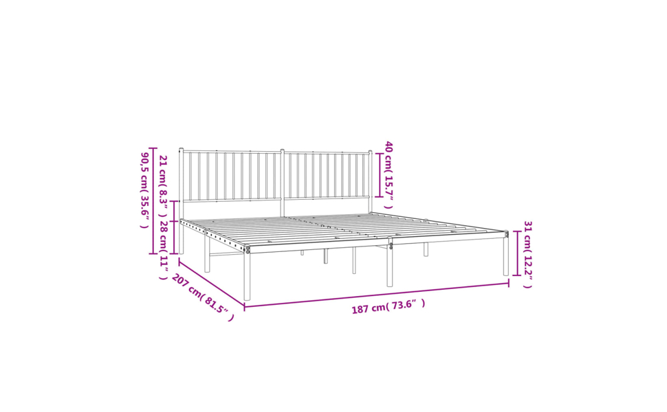 Metal Bed Frame Single Double Queen King Platform Bed Base Bedroom vidaXL - Picture 20 of 29