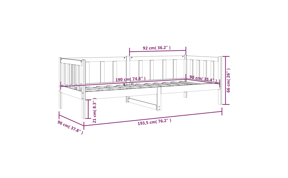 Day Bed without Mattress Sleepover Sofa Daybed Couch Solid Wood Pine vidaXL - Picture 7 of 16