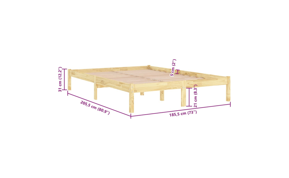 Bed Frame Slatted Mattress Base Bedstead Platform Bedroom Solid Wood vidaXL - Picture 41 of 49