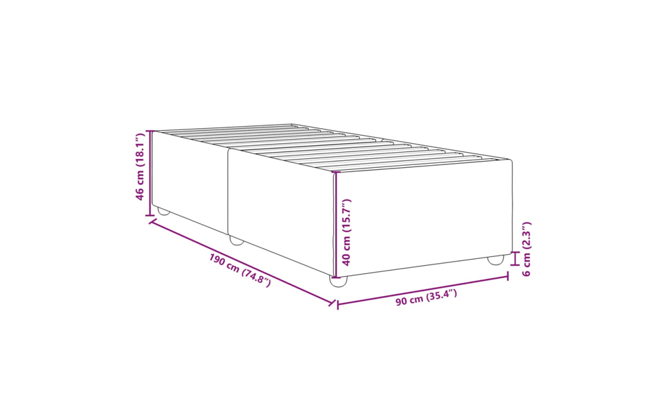 Bed Frame Single Bed Mattress Base Wooden Bedstead 90x190 cm Fabric vidaXL - Picture 6 of 15