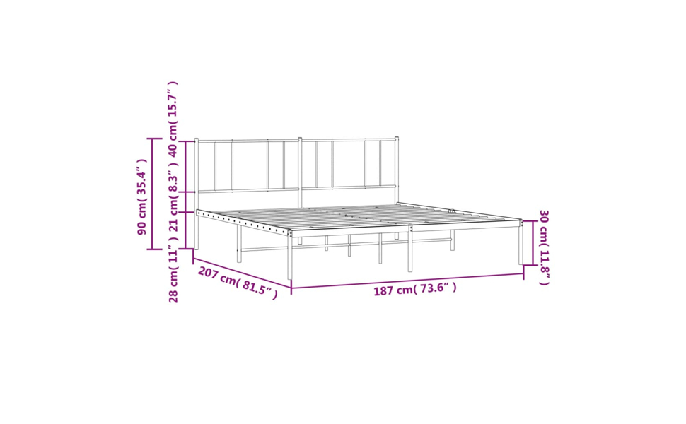 Metal Bed Frame with Headboard Single Double Queen King Size Bed Base vidaXL - Picture 20 of 29