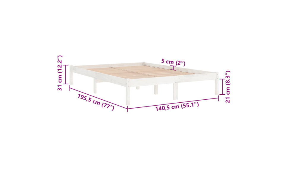 Bed Frame Slatted Mattress Base Bedstead Platform Bedroom Solid Wood vidaXL - Picture 19 of 49