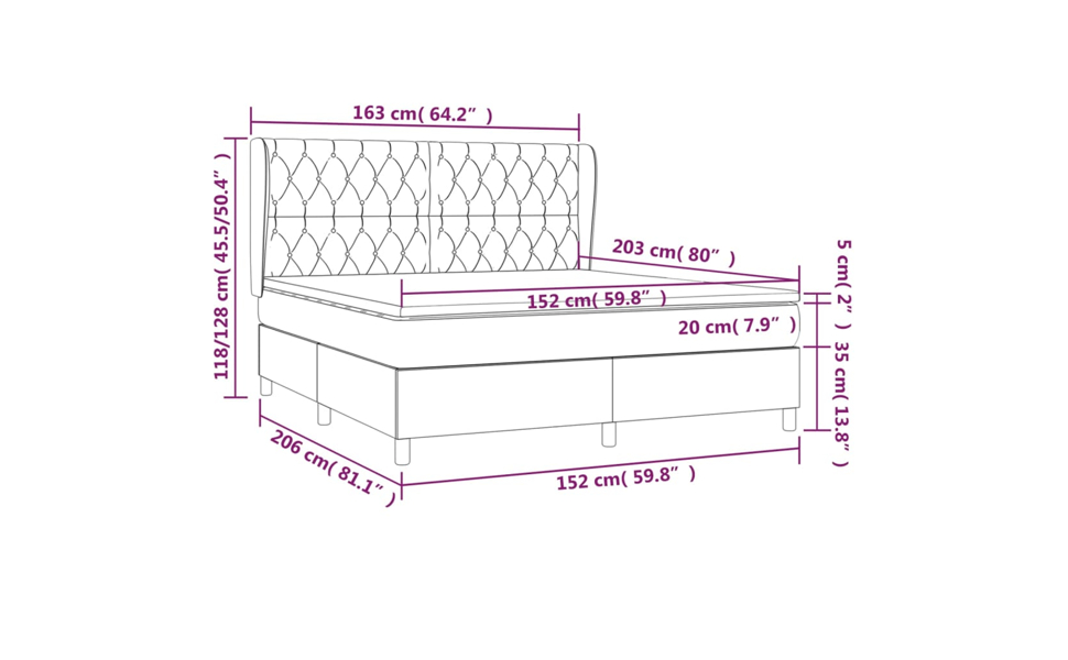 Box Spring Bed with Mattress Dark Grey Fabric Double/Queen Multi Models vidaXL - Picture 16 of 17