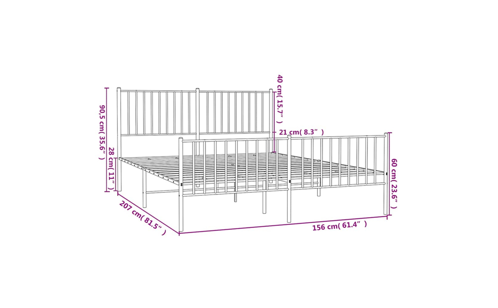 Metal Bed Frame Single Double Queen King Platform Bed Base Bedroom vidaXL - Picture 8 of 29