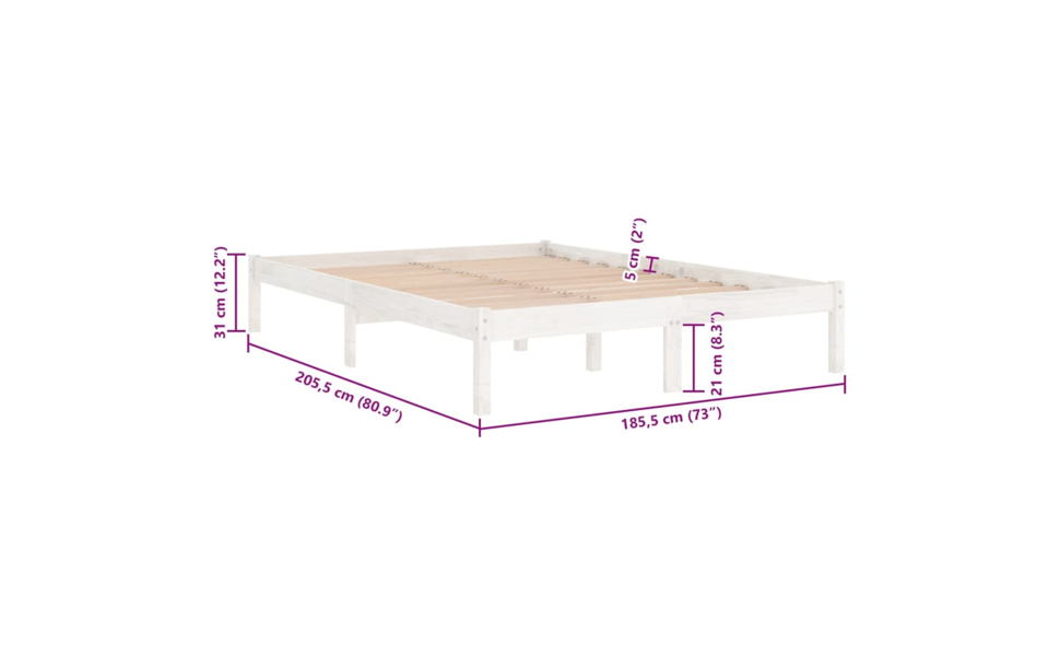Bed Frame Slatted Mattress Base Bedstead Platform Bedroom Solid Wood vidaXL - Picture 47 of 49