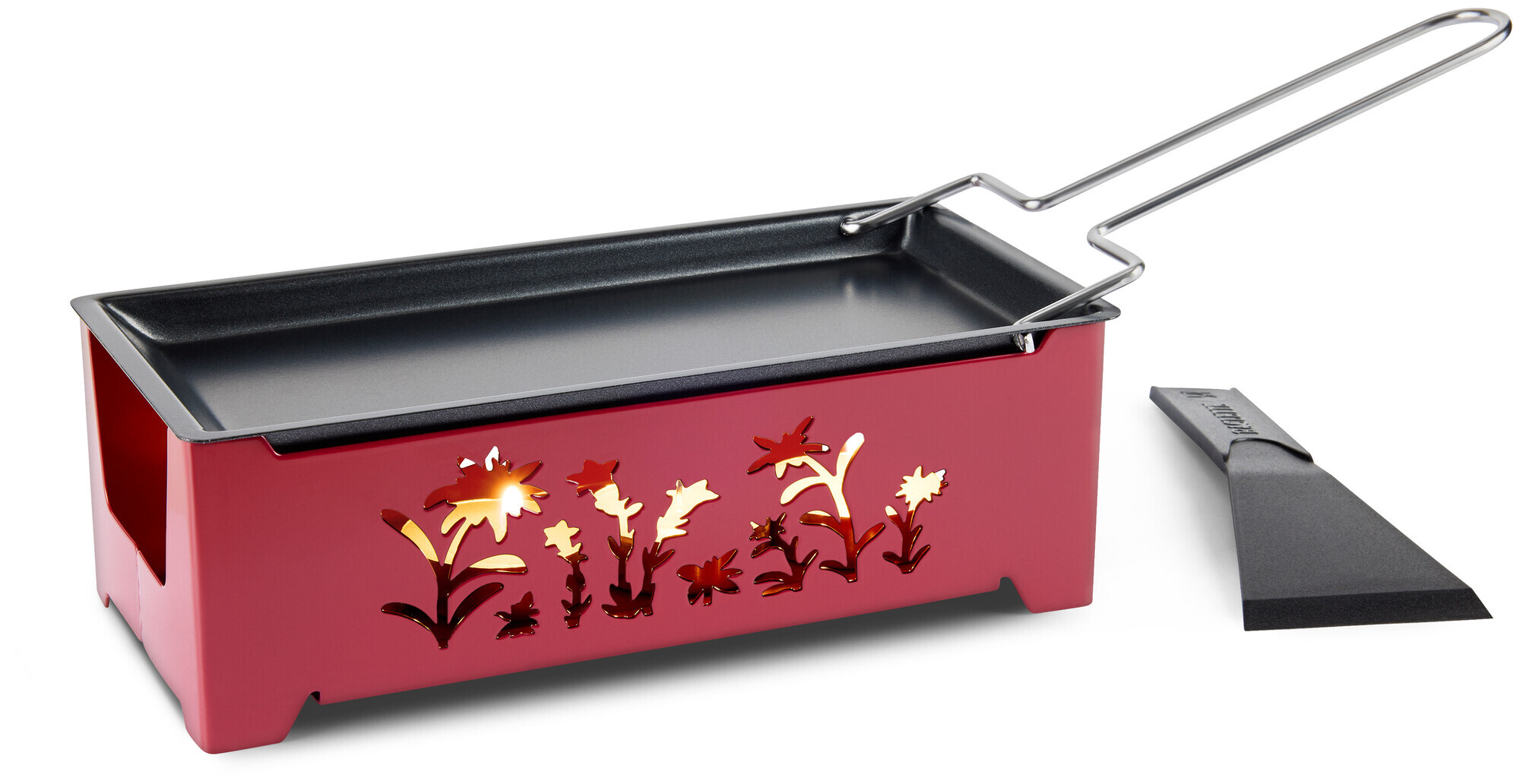 Raclette-Ofen mit Kerzen Blumen