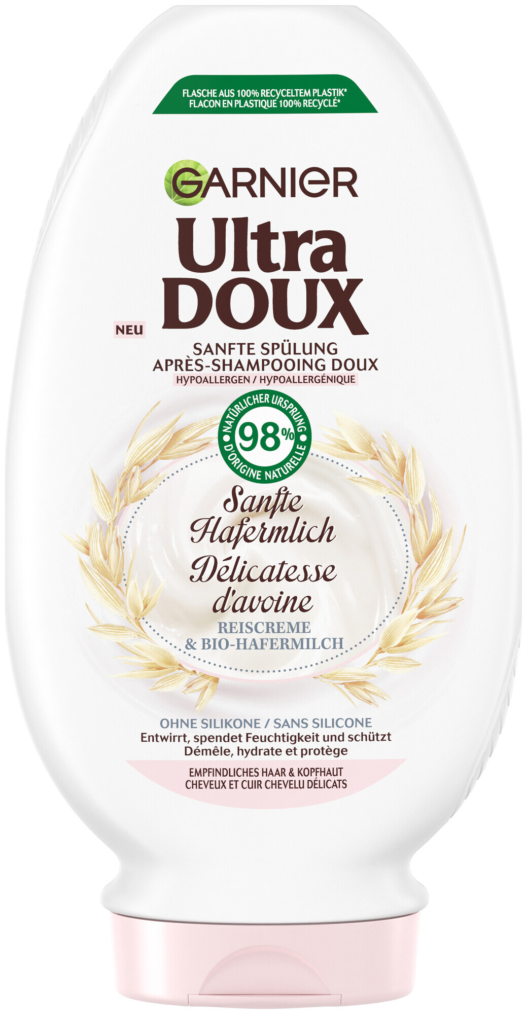 Image of Garnier Ultra Doux Sanfte Hafermilch Spülung, mit reiscreme und hafermilch, 250ml