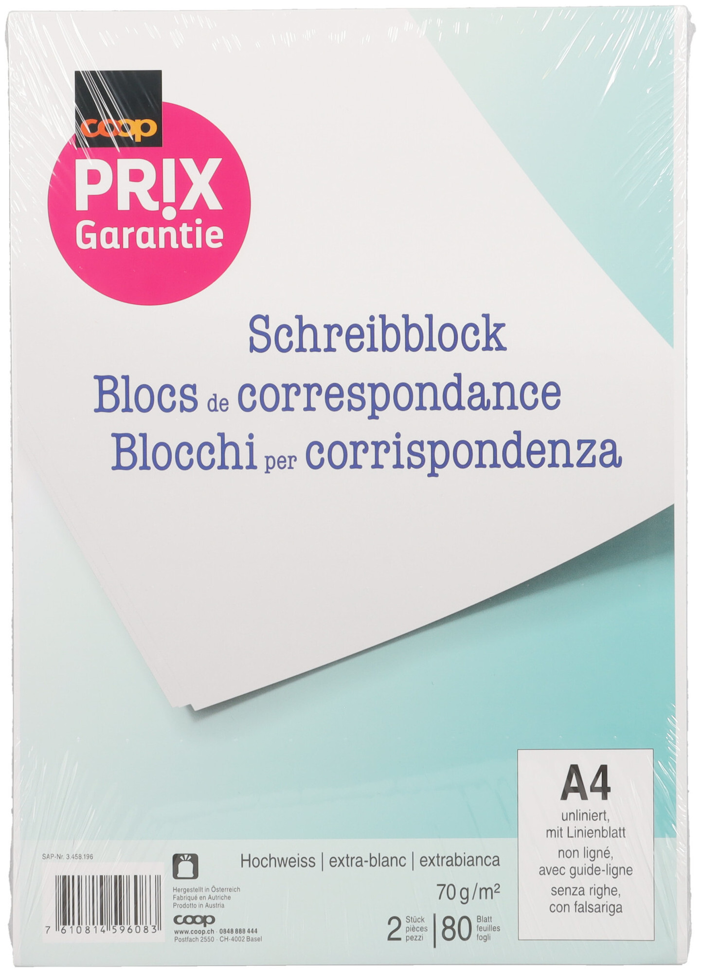 Image of Prix Garantie Schreibblock A4 unlin. 2 Stück