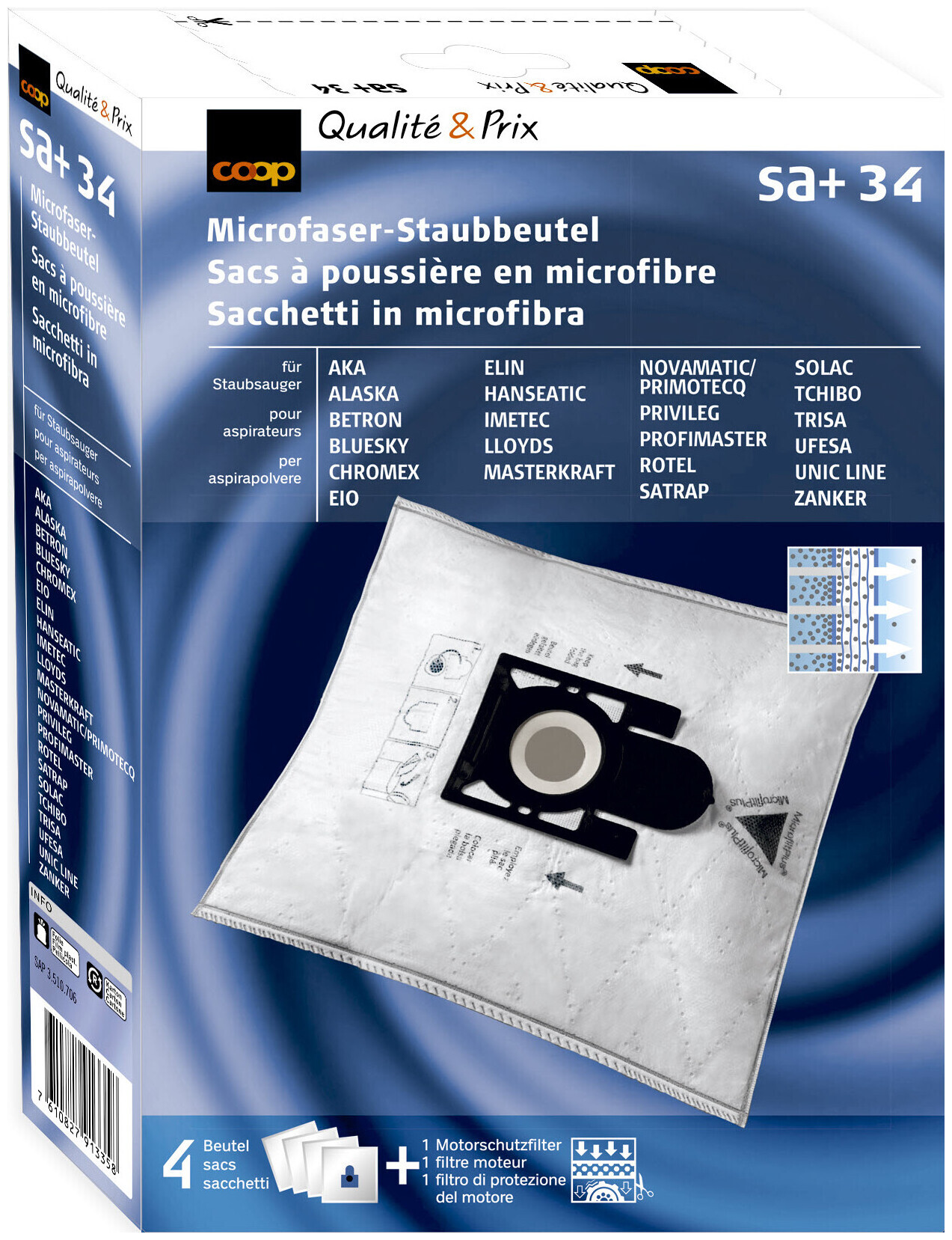 Image of Preisimage-EM Qualité & Prix Staubsaugerbeutel Microfaser Sa+34 4 Stück