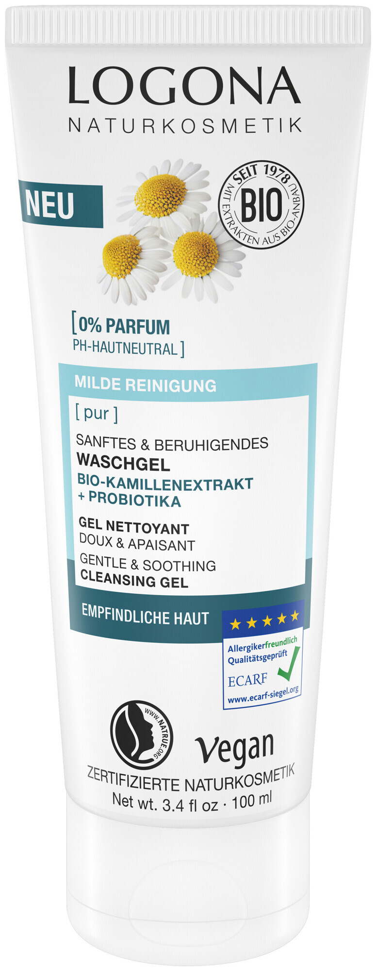 Logona PUR Gel Lavant Camomille & Probiotiques 100 ml