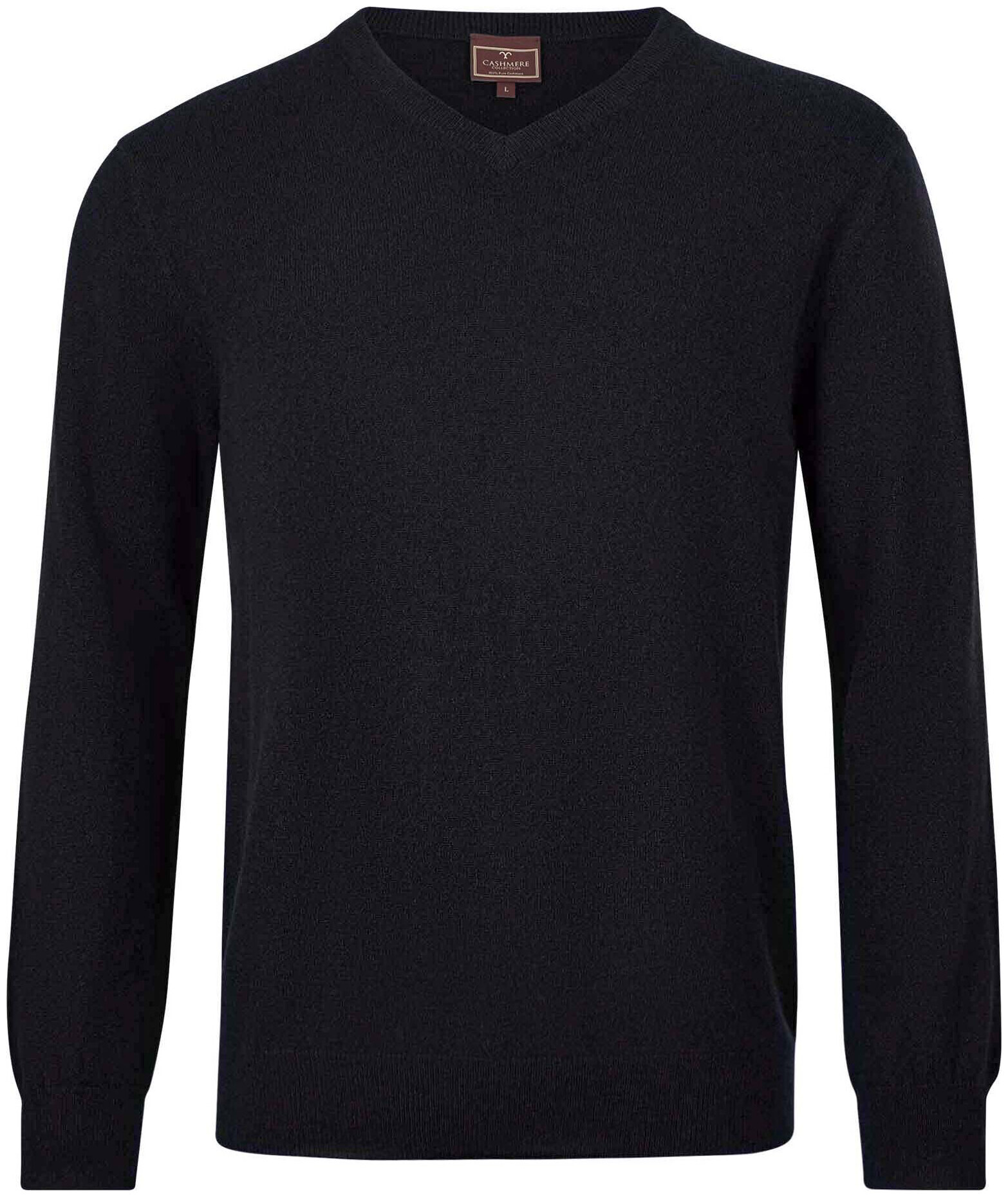 Image of Cashmere Herren V-Ausschnitt Pullover schwarz L