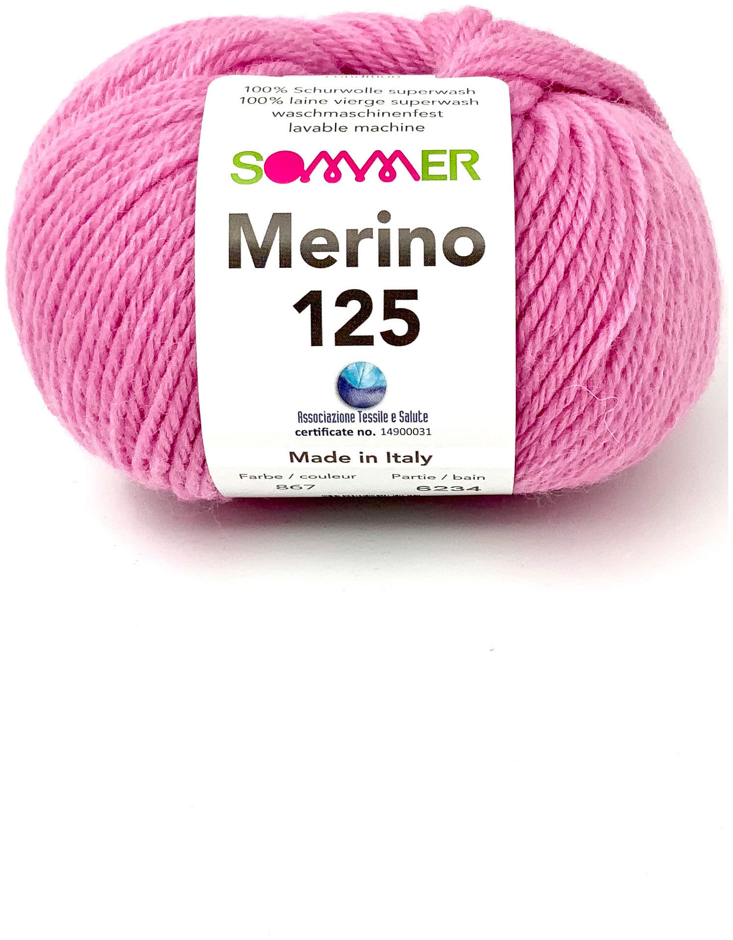 Image of Sommer Merino 125 867 Handstrickgarn 100% Merino Superwash rosa 50g