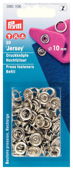 Prym bouton pression jersey anneau recharge argent 10 mm 20 pcs