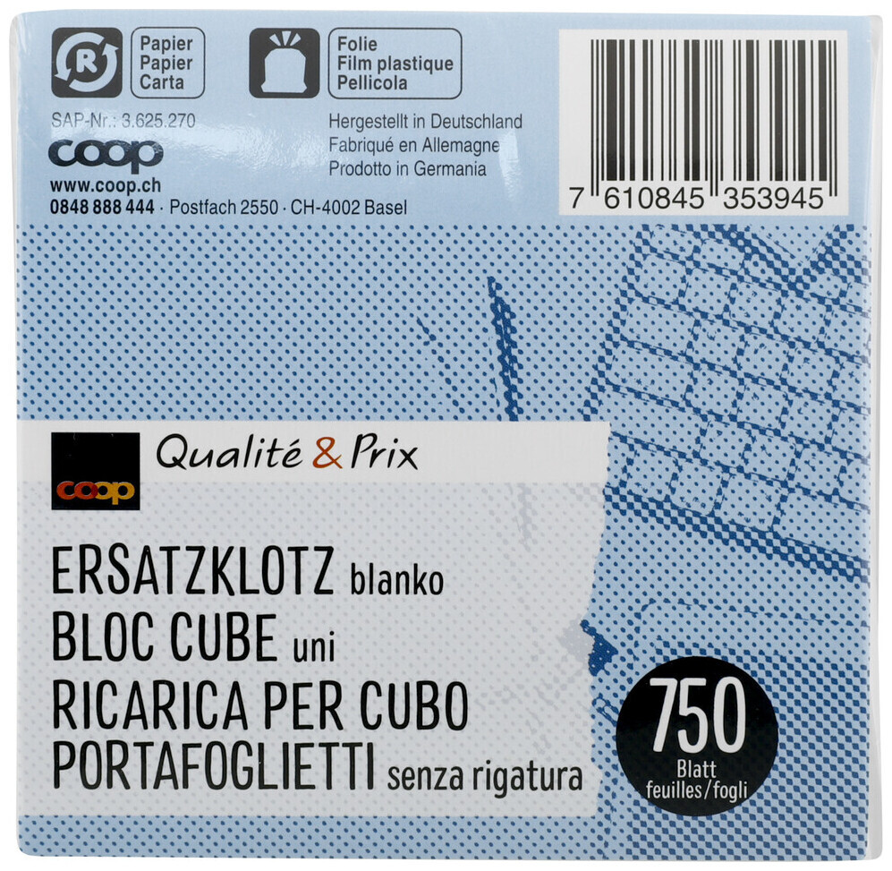 Image of Preisimage-EM Qualité&Prix Ersatzklotz weiss 750 Blatt