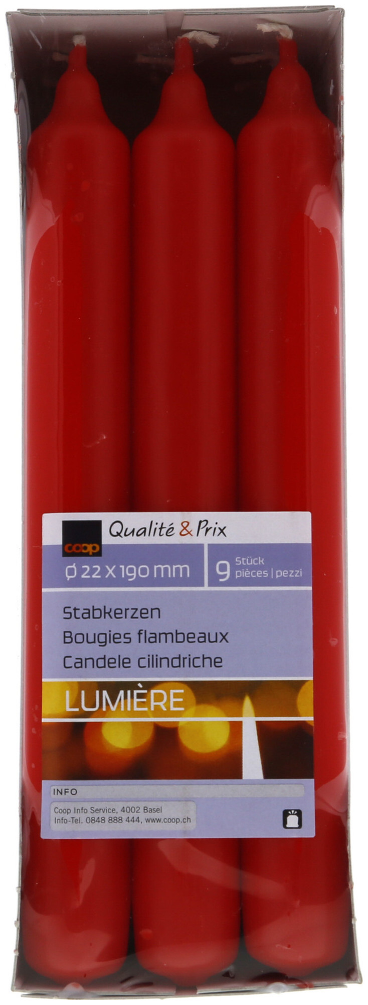 Image of InHouse Stabkerzen rot 2.2x19cm 9 Stück