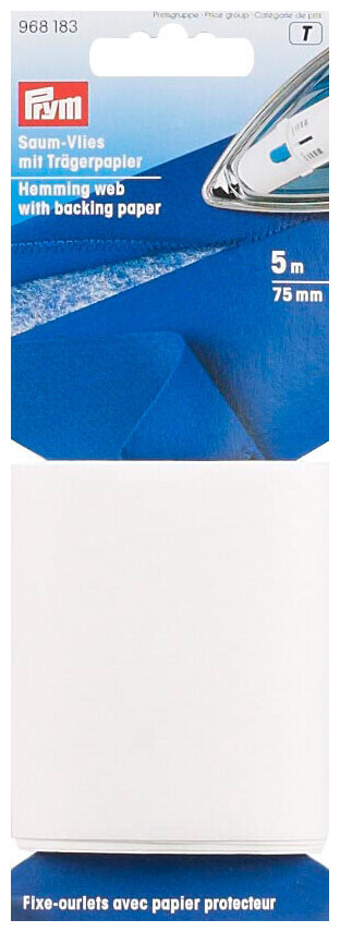 Image of Prym Saumvlies Trägerpapier weiss 75 mm 5 m aufbügelbar