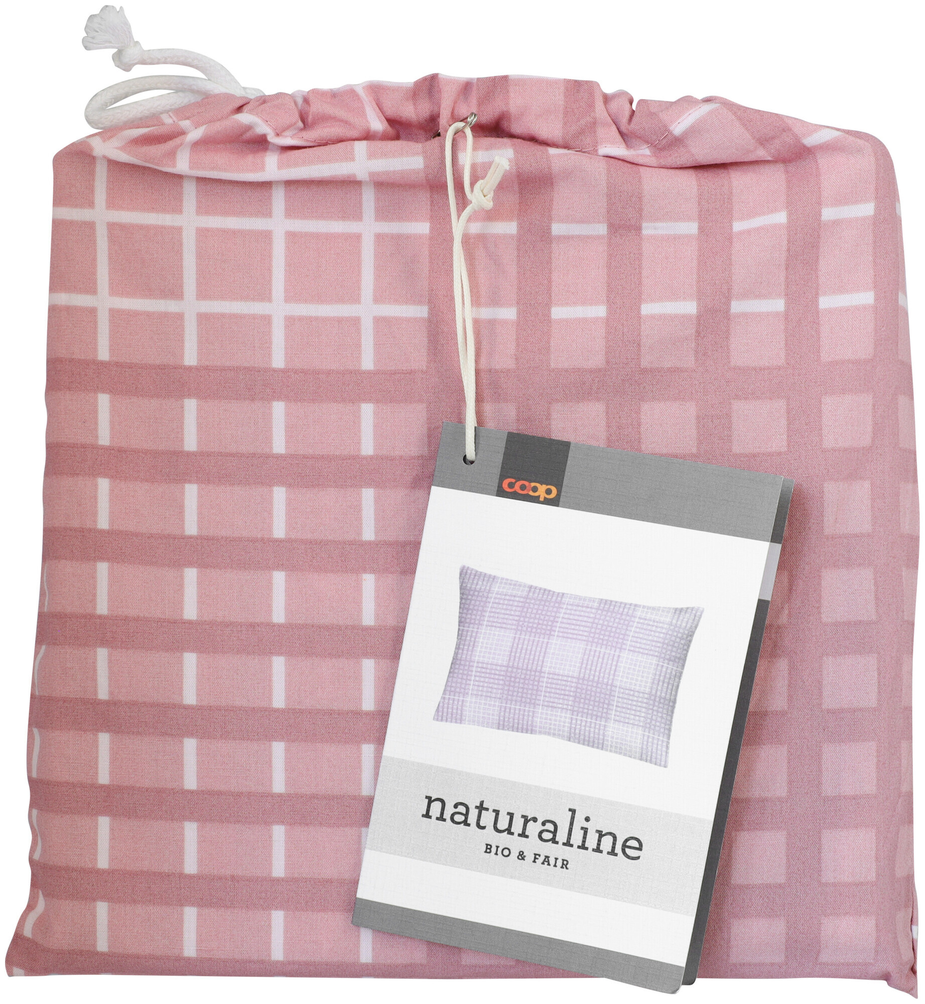 Image of Naturaline Textil Naturaline Kissenbezug Zoom Check rosa 65x100 cm