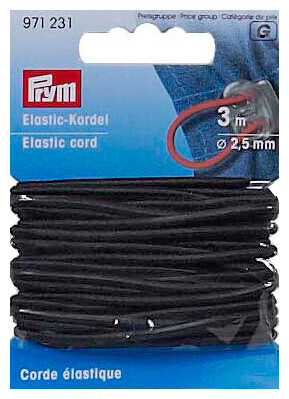 Image of Prym Elastic-Kordel schwarz 2.5 mm 3 m