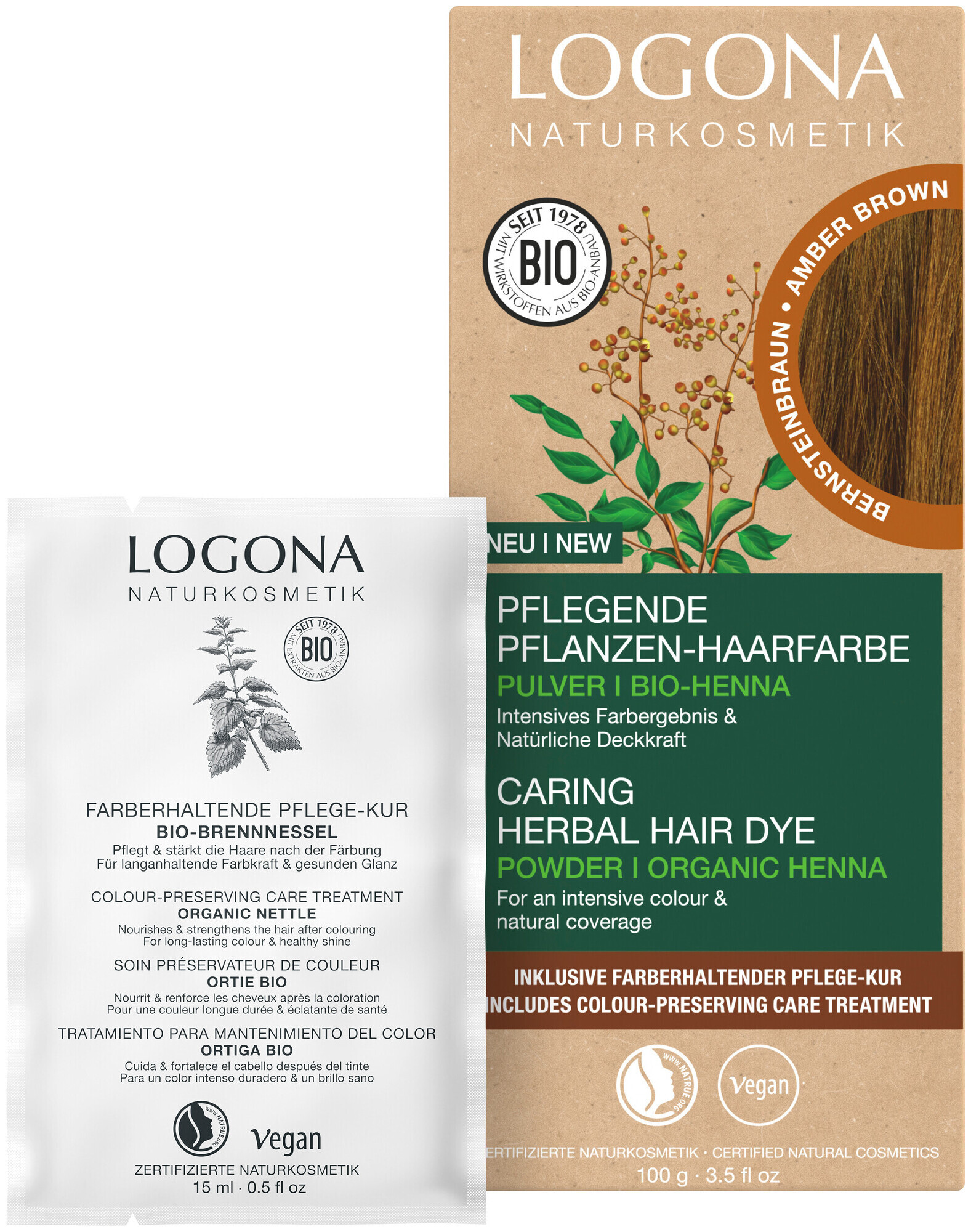 Image of Logona pflanzliche Haarfarbe Pulver bernsteinbraun 100 g