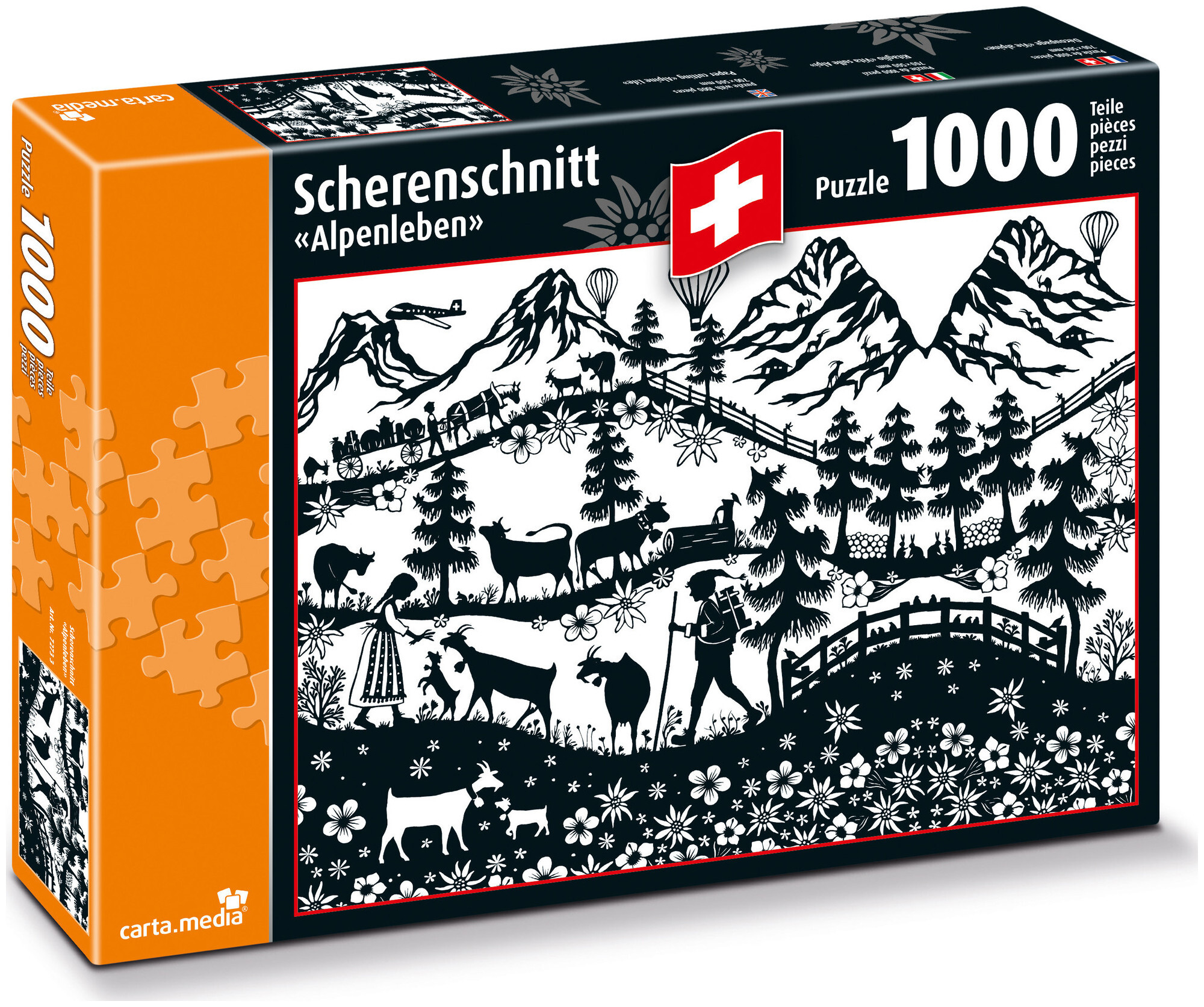 Image of carta.media 1'000 Teile Puzzle Scherenschnitt Alpenleben