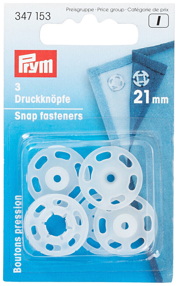 Prym bouton pression à coudre transparent 21 mm 3 pcs
