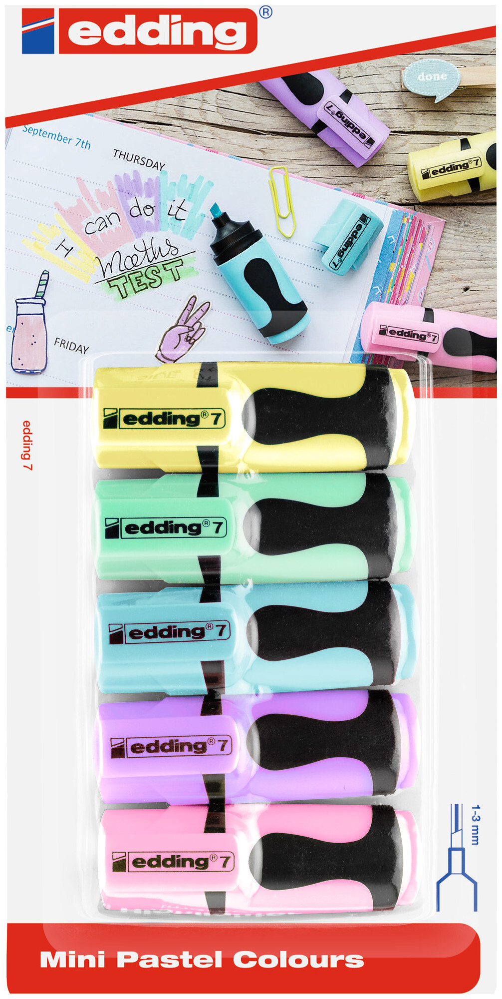 Image of edding Textmarker Mini 7 Bli 5ass pastell