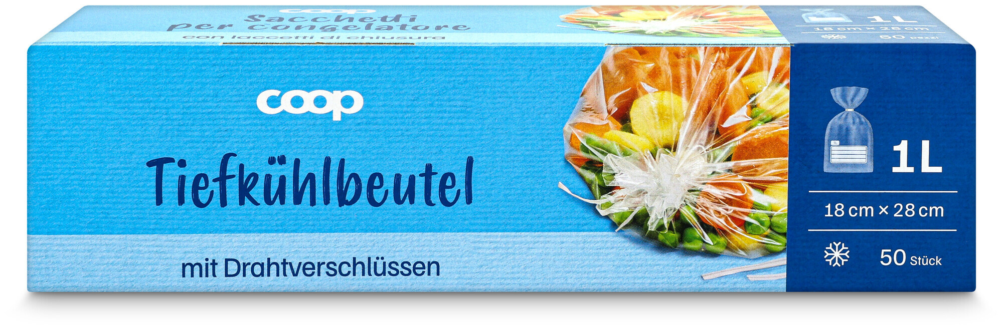 Image of Coop Tiefkühlbeutel mit Drahtverschlüssen 1L 50St