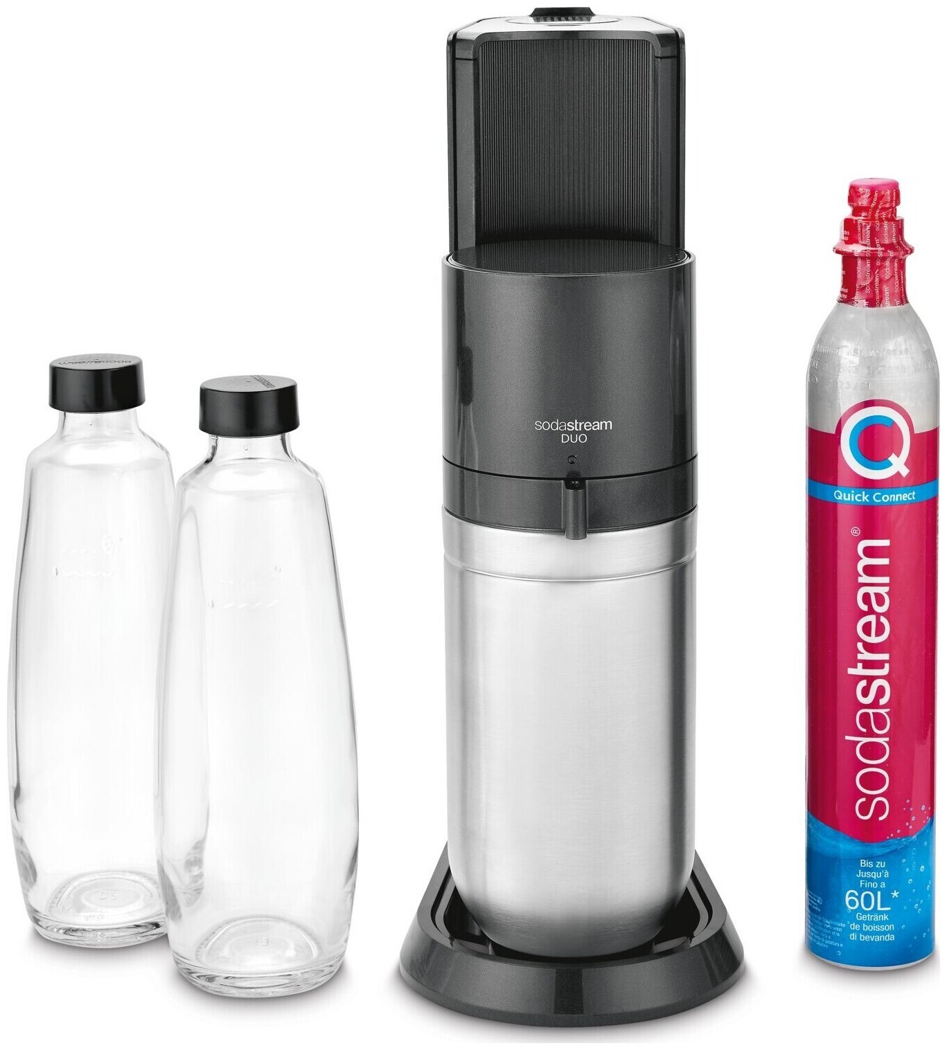 Image of SodaStream DUO Mega Pack schwarz inklusive 2x Glasflaschen, 1x Plastikflasche und 1 Zylinder