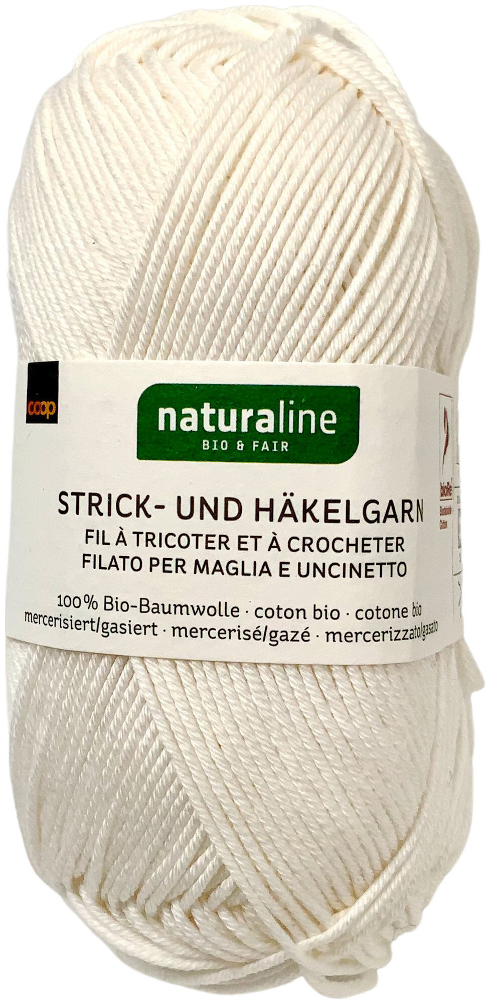 Naturaline Textil Coop Bio Naturaline 302 Fil à tricoter 100% Coton merc. écru 50g