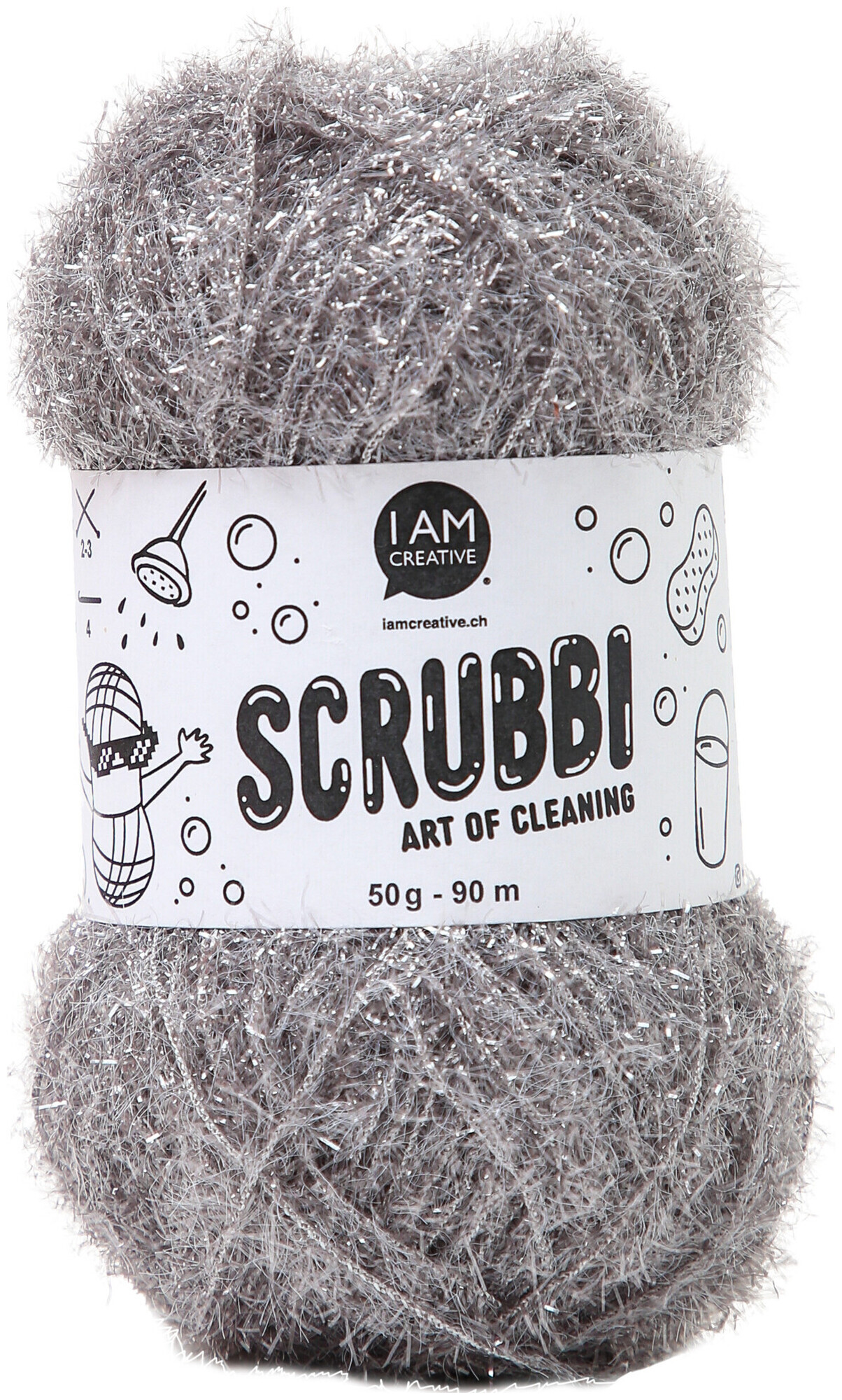 Image of I AM Creative Scrubbi Schwammgarn für Häkeln Stricken & Weben silber 50 g 90 m