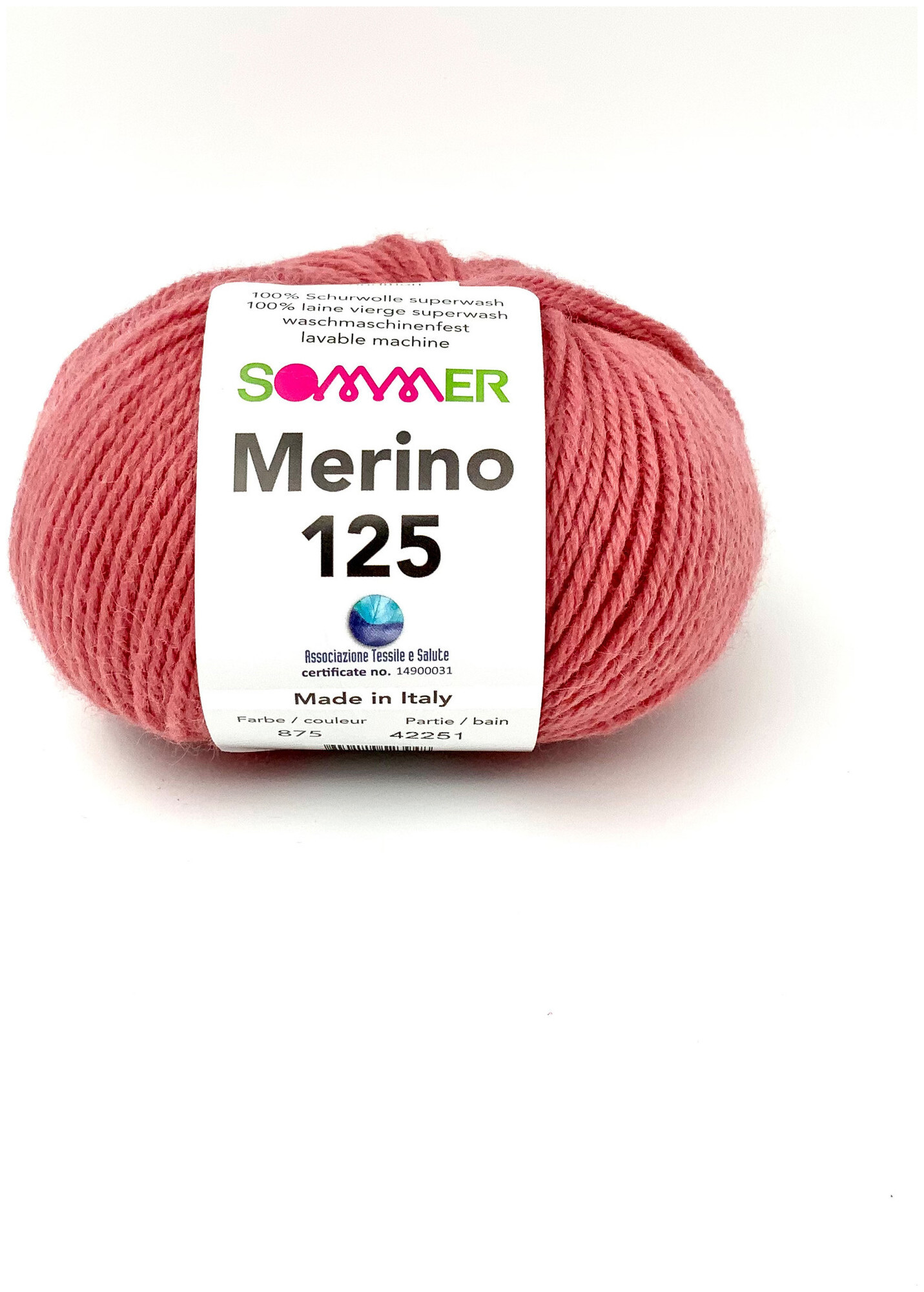 Image of Sommer Merino 125 875 Handstrickgarn 100% Merino Superwash altrosa 50g