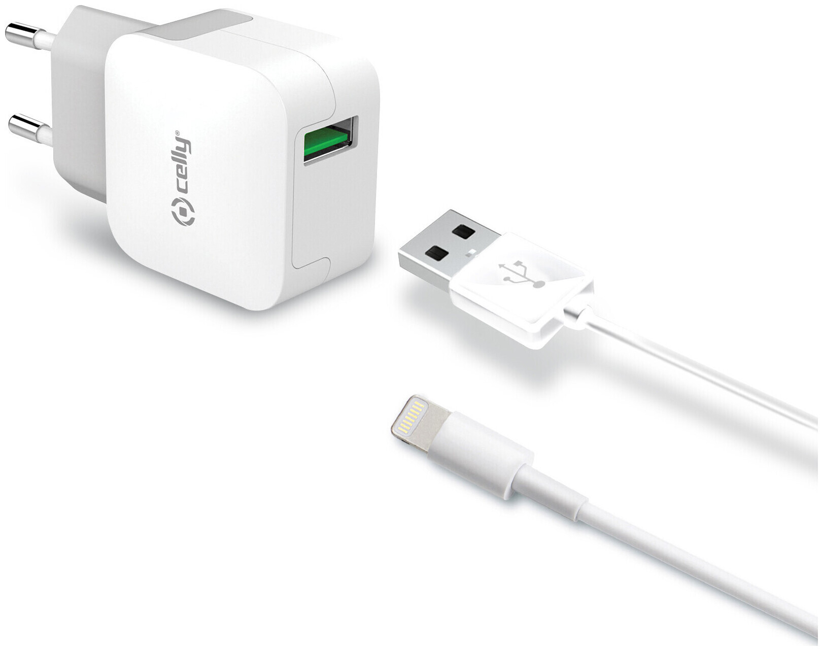 Image of Celly Kit Ladegerät USB Turbo USB Lightning Kabel weiss