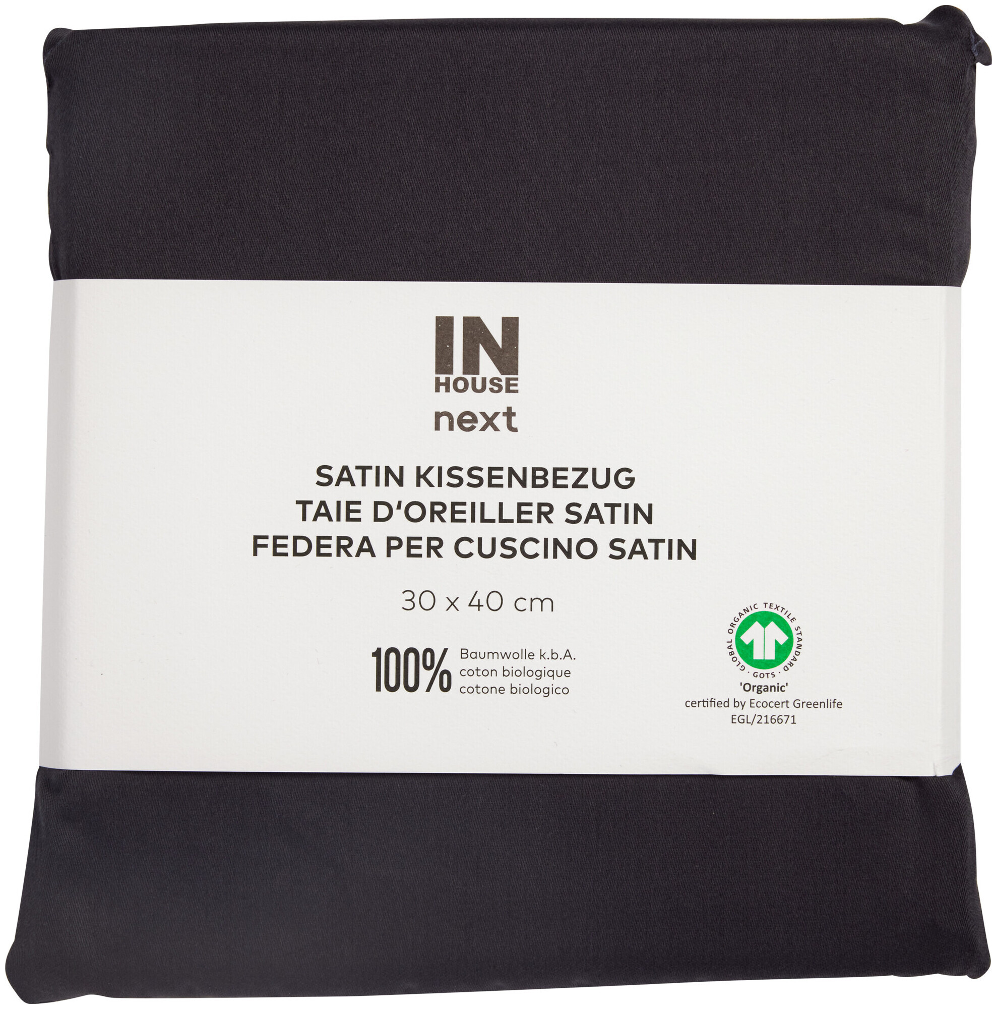 Image of Inhouse Kissen Gots Satin 30x40 anthrazit