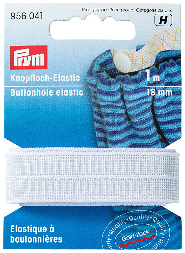 Image of Prym Knopfloch-Elastic glattes Band weiss 18 mm 1 m