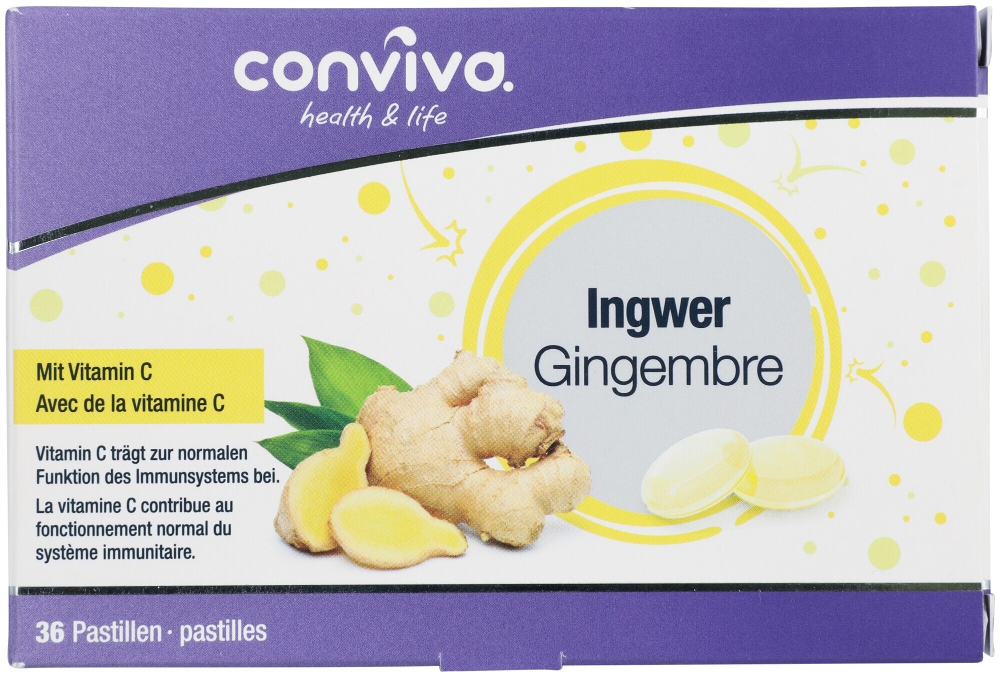 Image of conviva Ingwer und Vitamin C Pastille