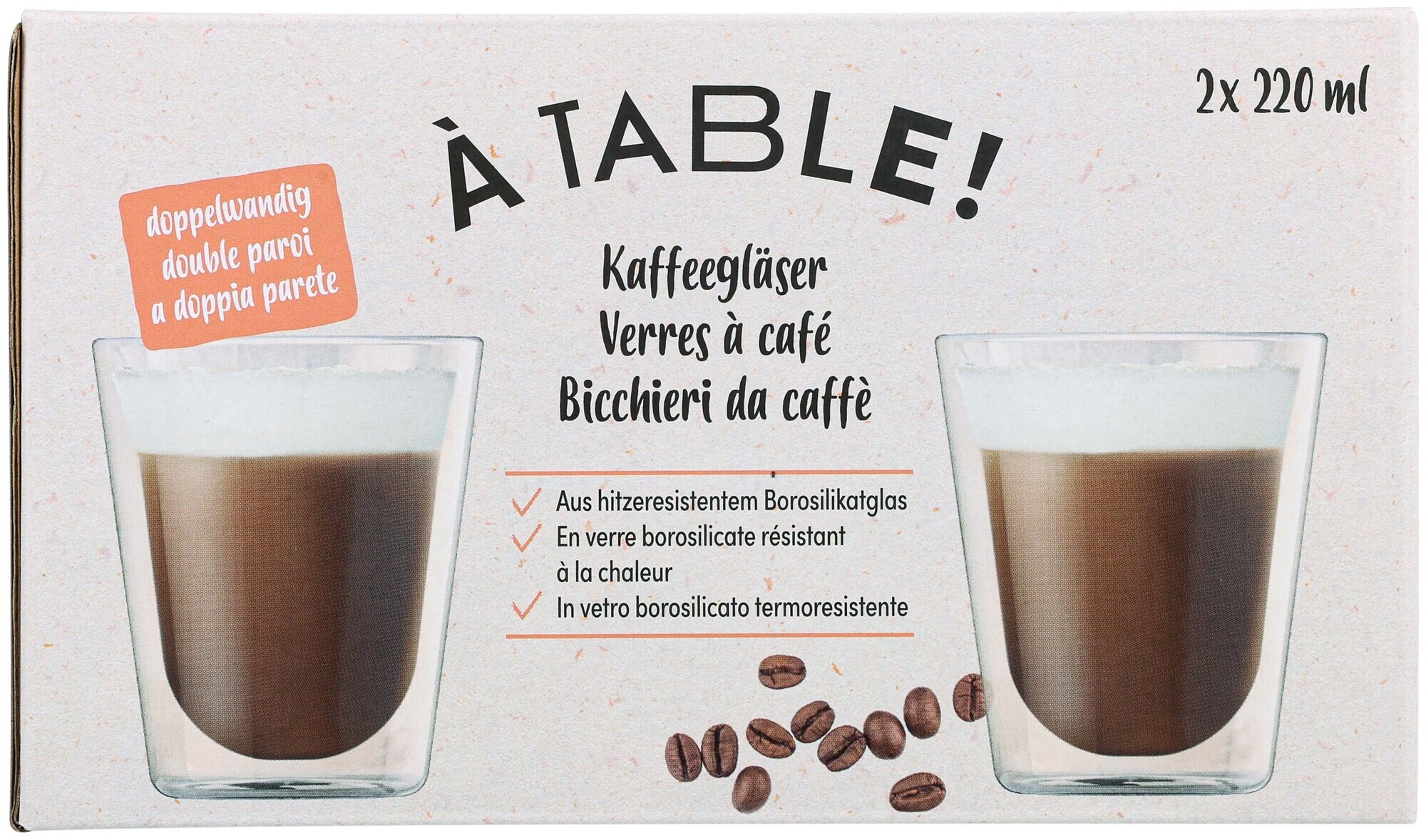 À Table! Verre à café double paroi 2x220ml