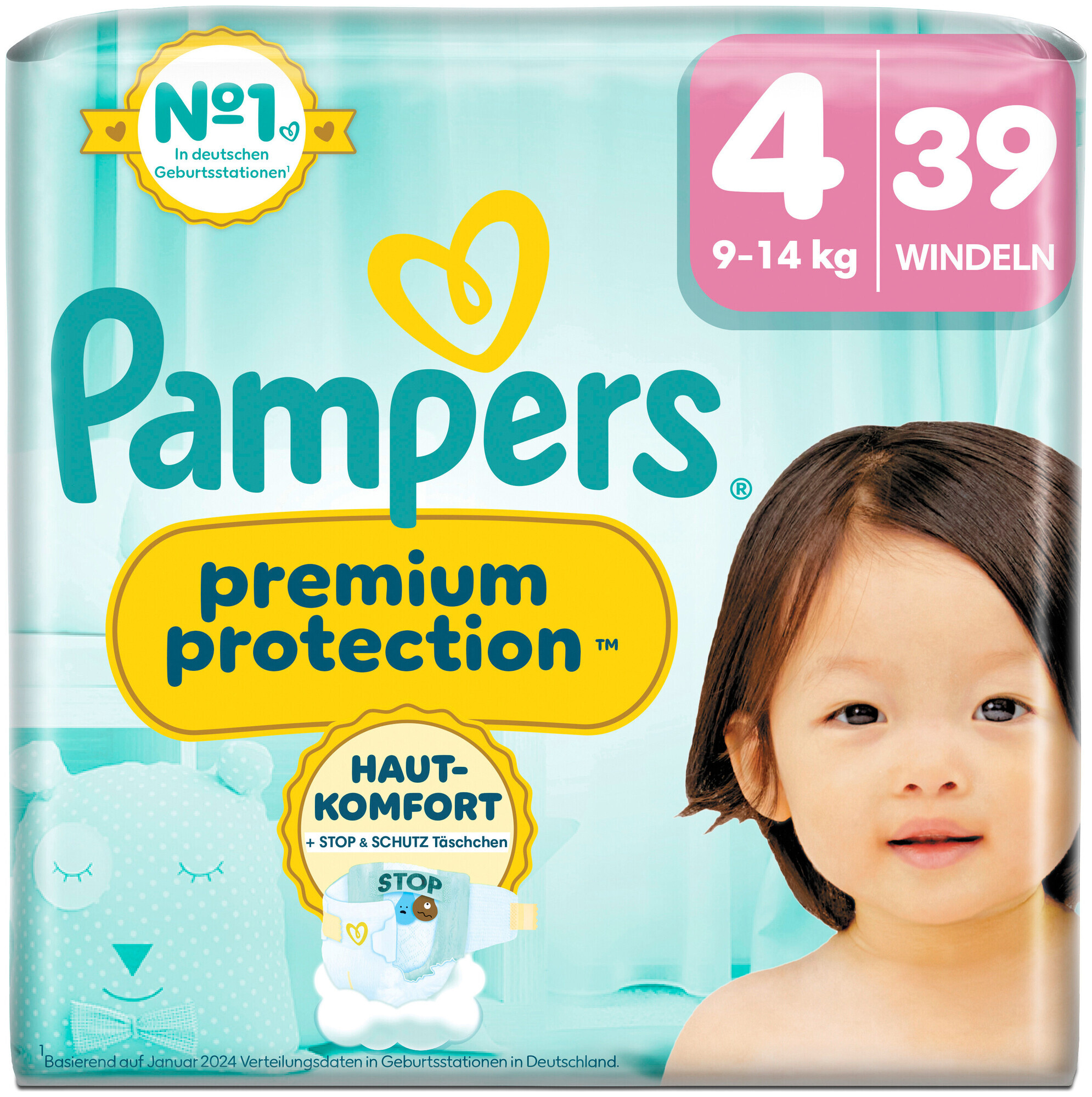 Pampers Premium Protection Grösse 4 Maxi 9-14kg 39 Stück