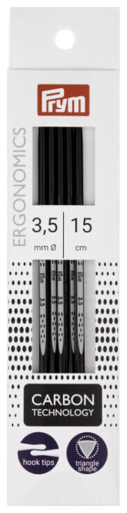 Image of Prym ergonomics Strumpfstricknadeln Carbon 3.50 mm, 15 cm, Karte 5 Stk., Karbonfaser
