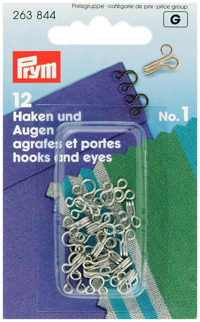 Image of Prym Federhaken und augen silber Nr. 1 12 Stk.