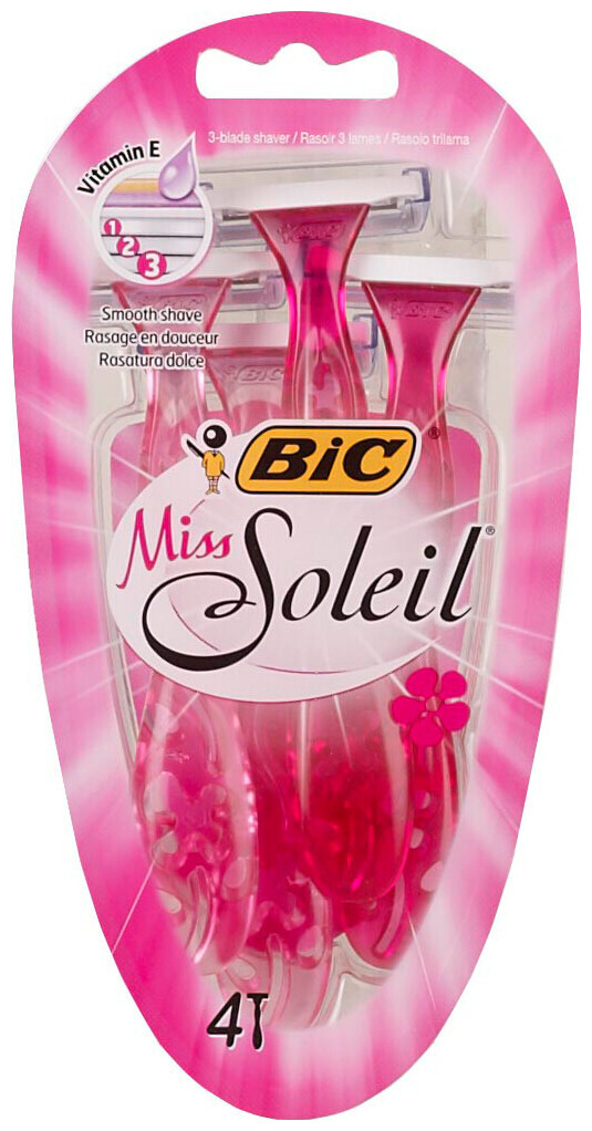 BIC Miss Soleil Rasoirs Jetables pour Femme (3 Lames) - Blister de 4