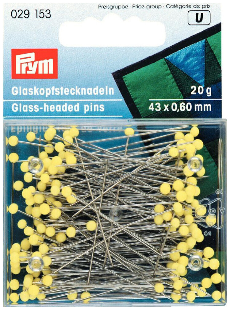 Image of Prym Glaskopfstecknadeln gelb 0.60 x 43 mm Dose auf 20 g