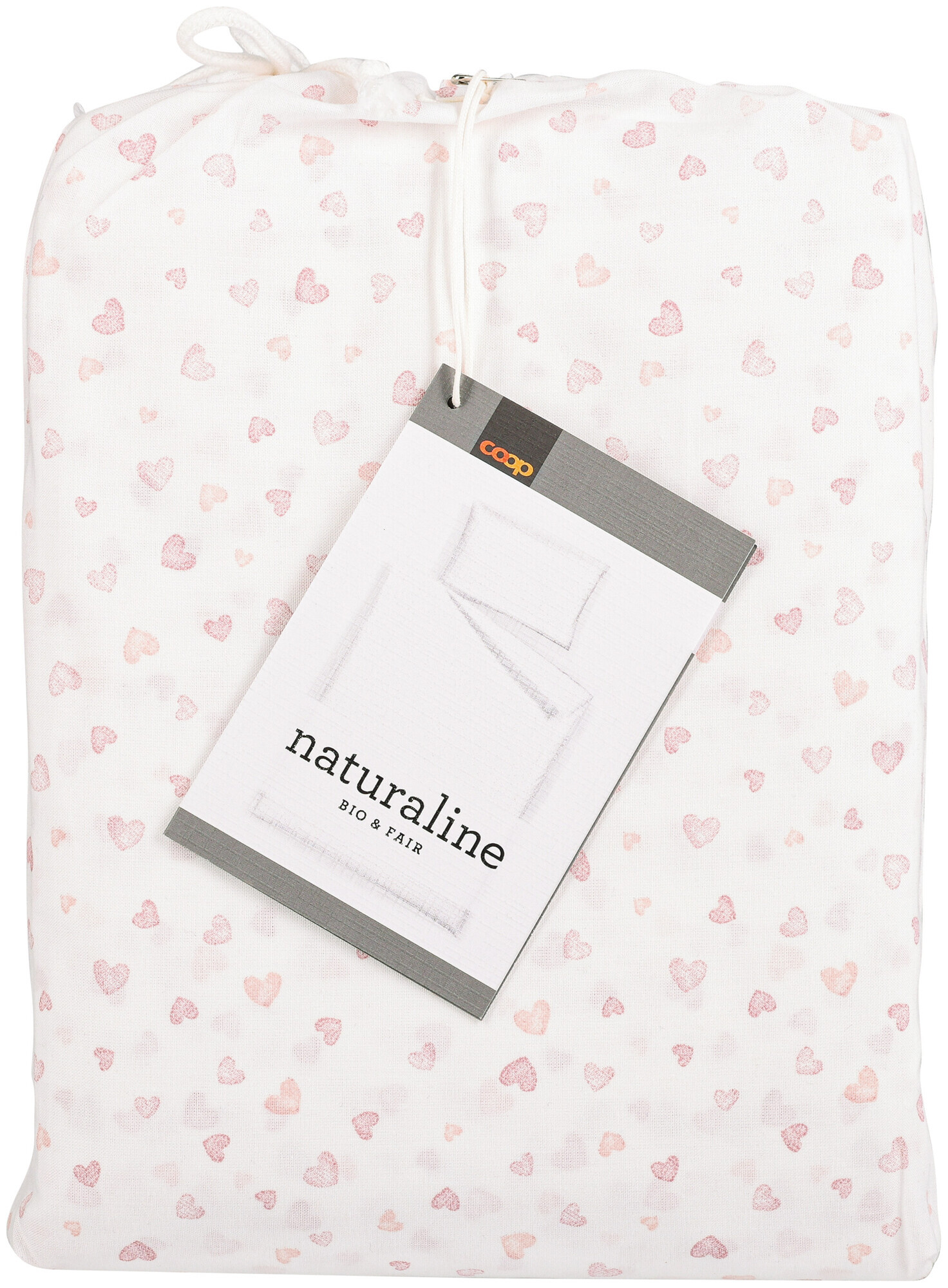 Image of Naturaline Textil Naturaline Bettwäschegarnitur Herz pink 160x210/65x100 cm