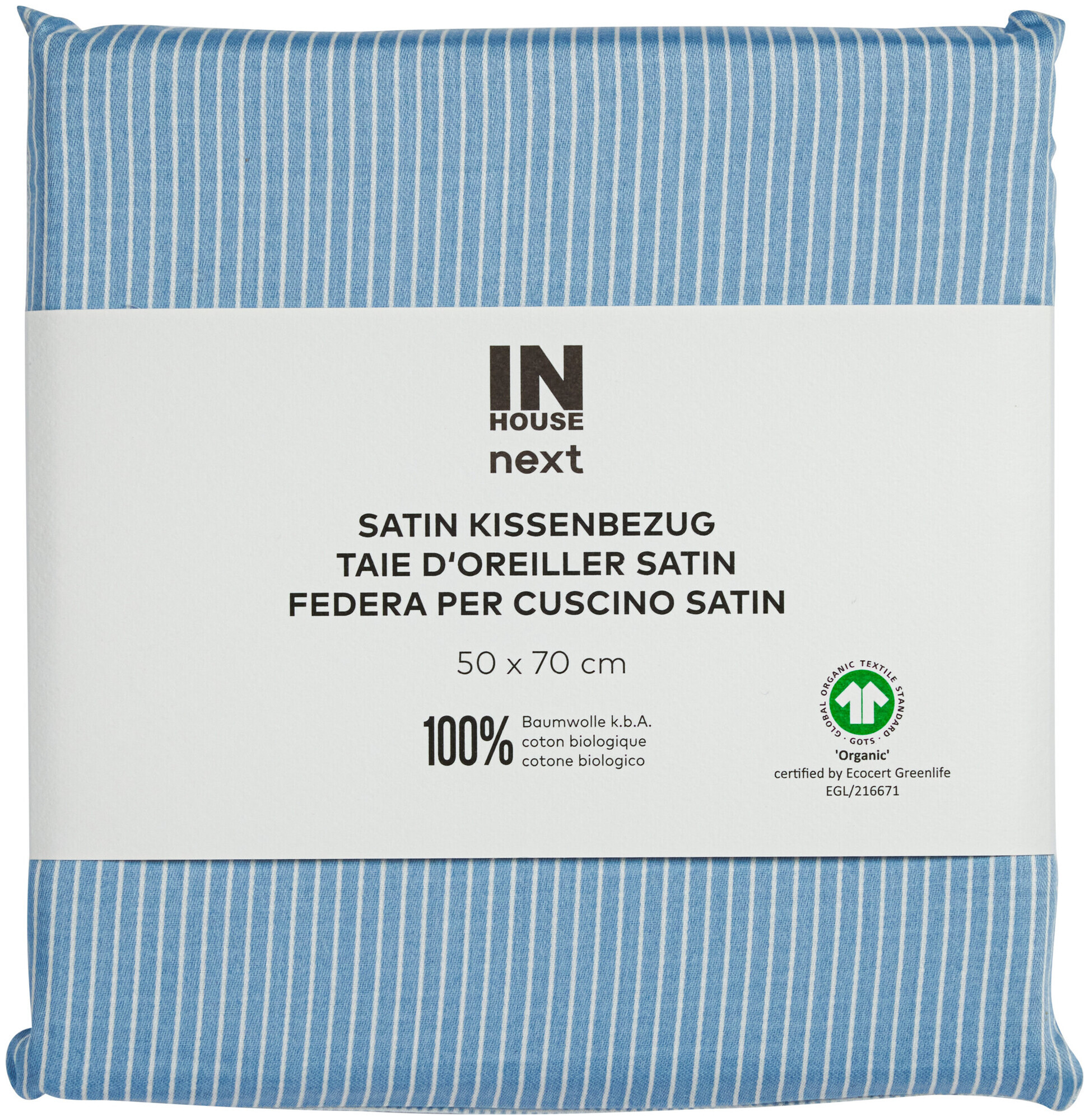 Image of Inhouse Kissen Gots Satin 50x70 Minimo blau