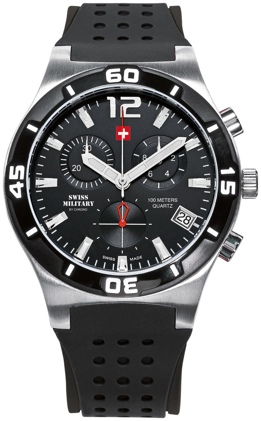 Image of Swiss Military by Chrono Herren-Armbanduhr Chronograph Quarzwerk mit Rubberarmband Sm34015.05