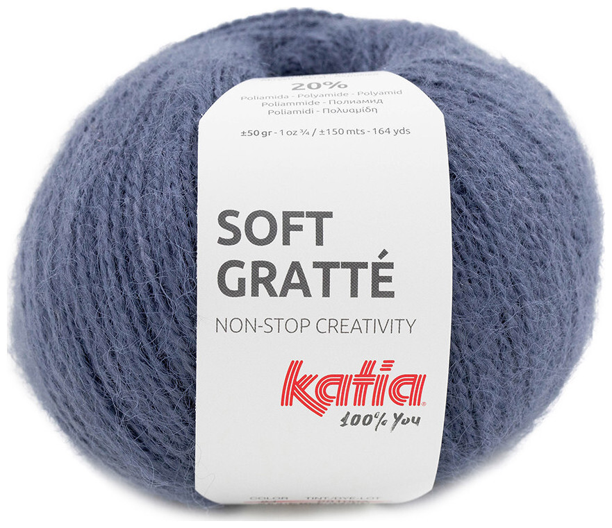 Image of Katia Soft Gratté 65 Handstrickgarn mit Mohair-Effekt für sensible Haut jeans 50g