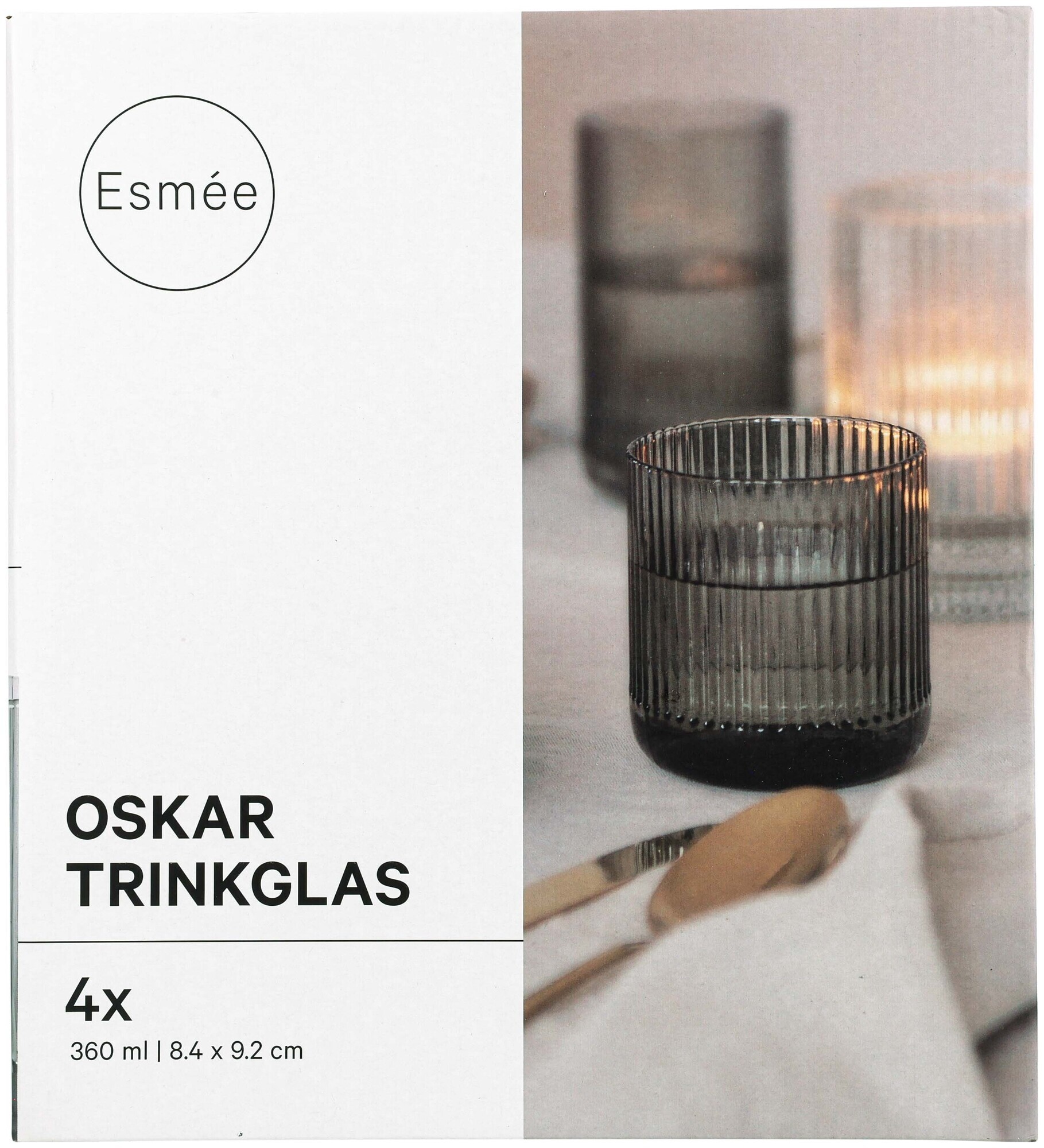 Trinkgläser Oskar grau 360ml 4 Stück