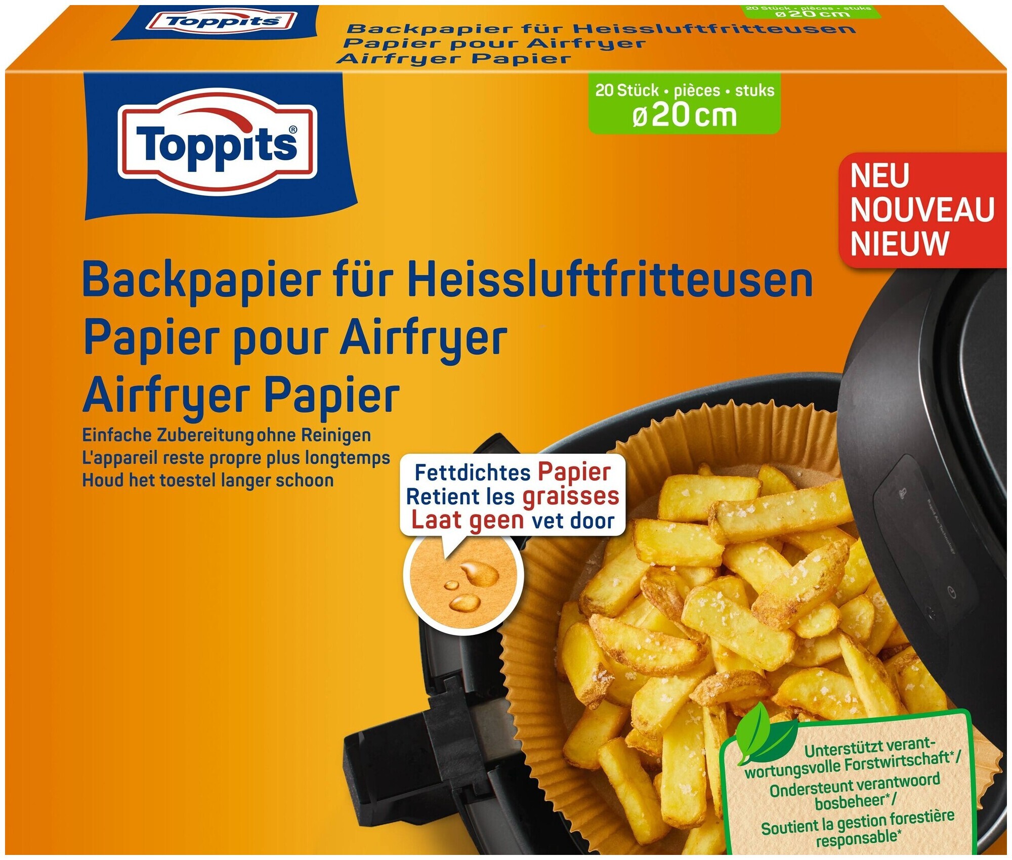 Image of Toppits Backpapier Heissluftfritteuse 20 Stück