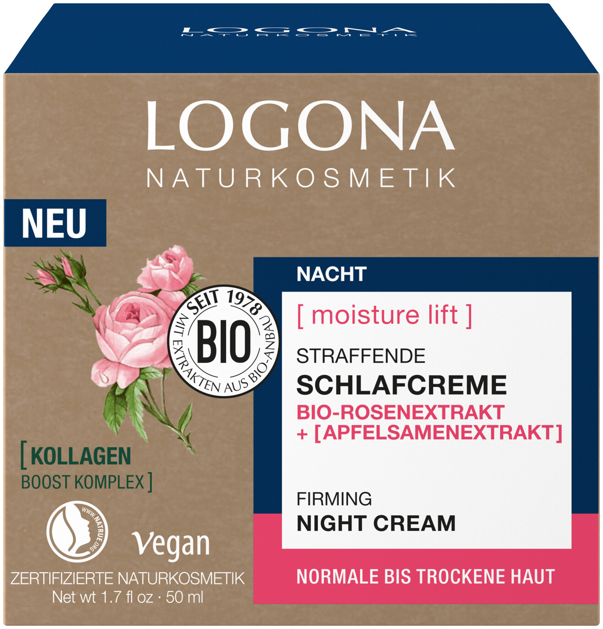 Image of Logona Schlafcreme Straff. Feuchtigkeit 50 ml