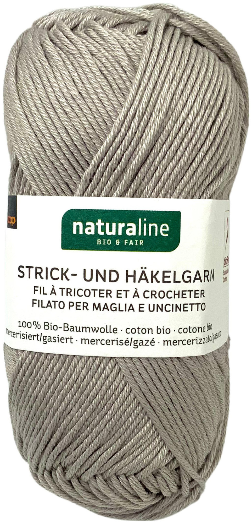 Naturaline Textil Coop Bio Naturaline 314 Fil à tricoter 100% Coton merc. gris 50g